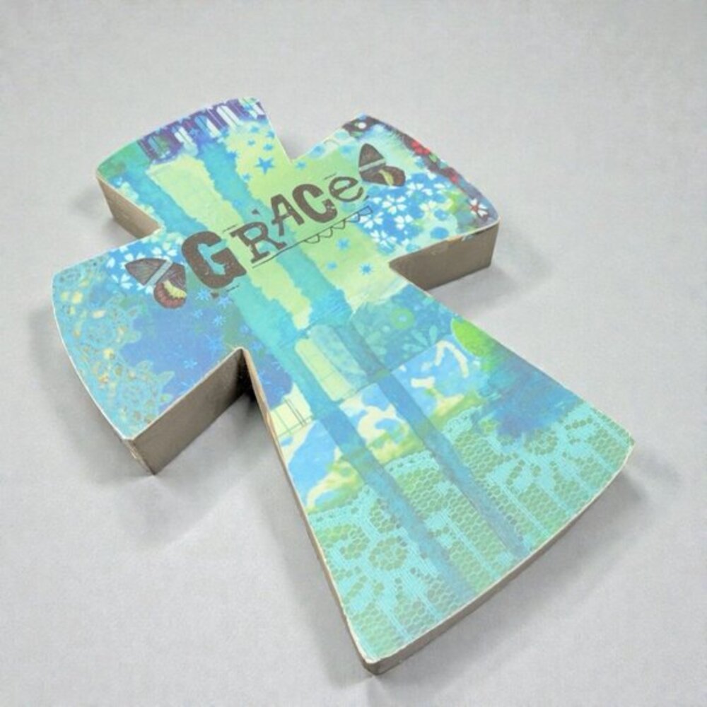 Demdaco Colorful Devotions Grace Cross Wall Hanging Decor Plaque Kelly Rae R